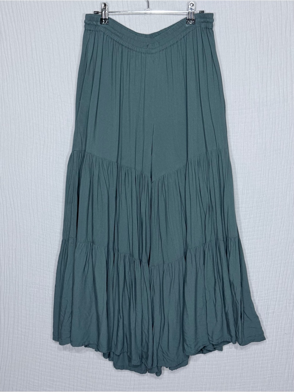 Aratta Tiered Wide Leg Palazzo Pants | Sage Green Boho Rayon